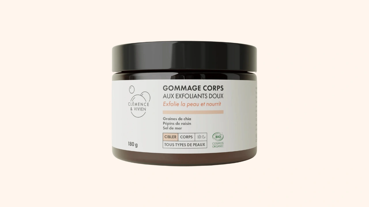 Pot de gommage corps naturel aux exfoliants doux 180g Clémence & Vivien